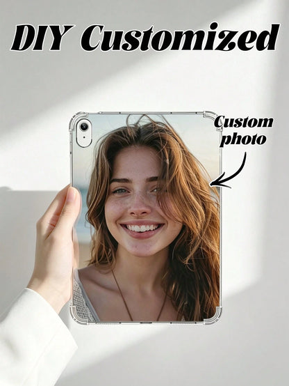 1pc Customizable Family Kids Pet Couple Photo 4-Corner Air Cushion Shockproof Protective Tablet Case For IPad Pro 13, Air 13 Models Summer