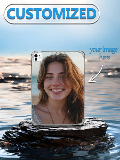 1pc Customizable Family Kids Pet Couple Photo 4-Corner Air Cushion Shockproof Protective Tablet Case For IPad Pro 13, Air 13 Models Summer
