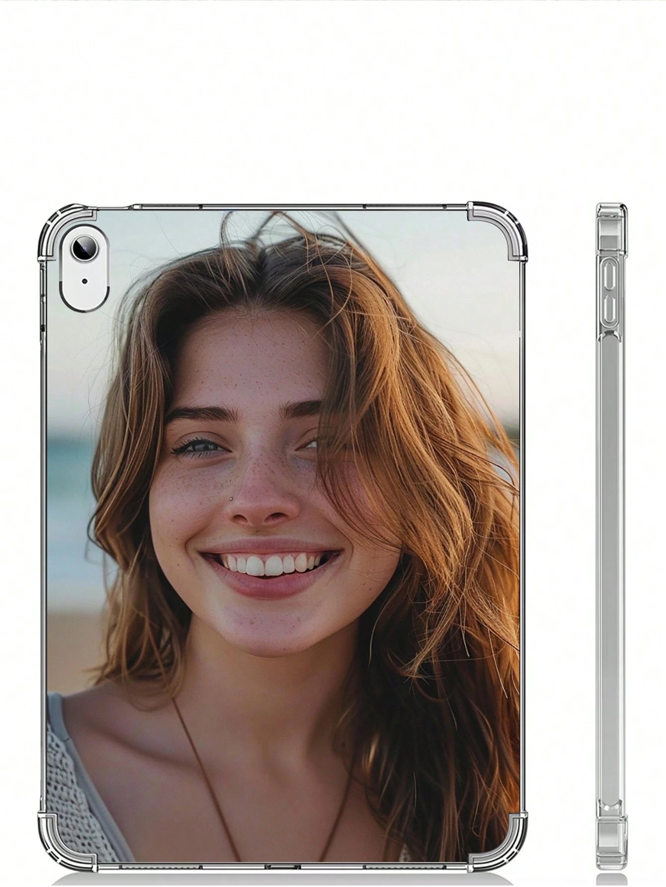 1pc Customizable Family Kids Pet Couple Photo 4-Corner Air Cushion Shockproof Protective Tablet Case For IPad Pro 13, Air 13 Models Summer
