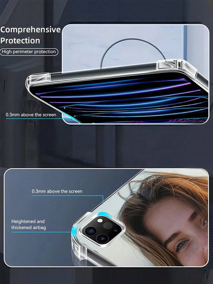 1pc Customizable Family Kids Pet Couple Photo 4-Corner Air Cushion Shockproof Protective Tablet Case For IPad Pro 13, Air 13 Models Summer