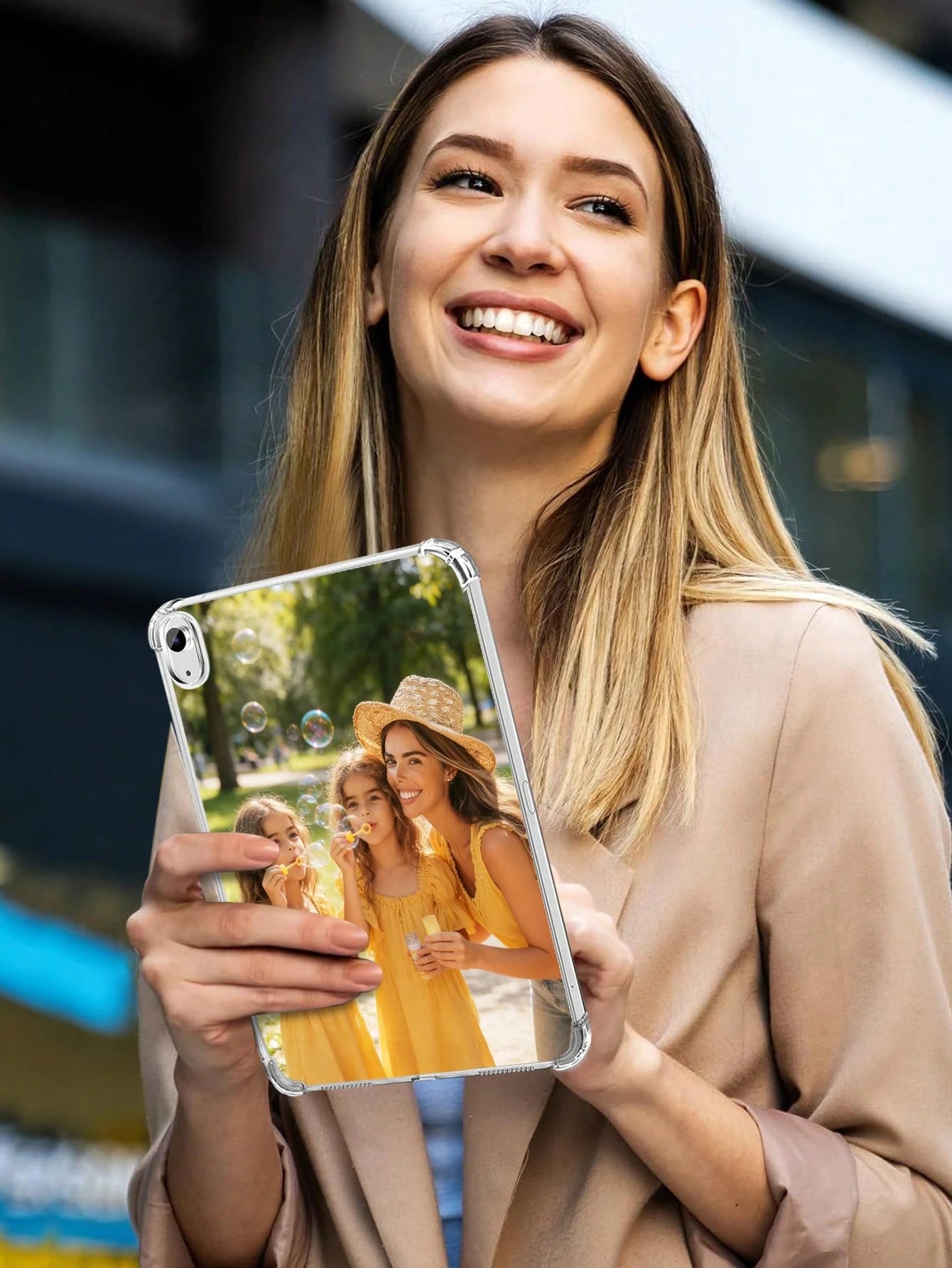 1pc Customizable Flat Family Photo Cushion Shock-Proof Protective Tablet Case Compatible With IPad Pro 13, Air 13, Best Mother's Day Gift