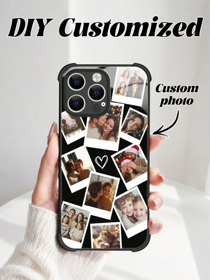1pc Customized Couple/Pet Photo High Definition Full Coverage Black TPU Precision Hole Phone Case, Compatible With IPhone 11/12/13/14/15/16/16 Pro/16 Plus/16 Pro Max/17 Pro/17 Pro Max/Air And Other Mo