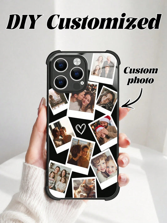 1pc Customized Couple/Pet Photo High Definition Full Coverage Black TPU Precision Hole Phone Case, Compatible With IPhone 11/12/13/14/15/16/16 Pro/16 Plus/16 Pro Max/17 Pro/17 Pro Max/Air And Other Mo