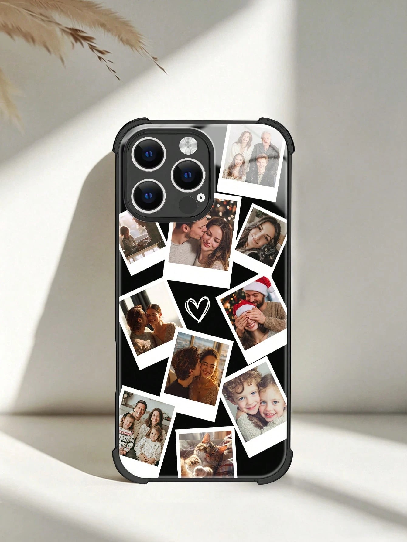 1pc Customized Couple/Pet Photo High Definition Full Coverage Black TPU Precision Hole Phone Case, Compatible With IPhone 11/12/13/14/15/16/16 Pro/16 Plus/16 Pro Max/17 Pro/17 Pro Max/Air And Other Mo