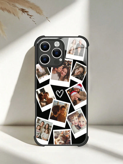 1pc Customized Couple/Pet Photo High Definition Full Coverage Black TPU Precision Hole Phone Case, Compatible With IPhone 11/12/13/14/15/16/16 Pro/16 Plus/16 Pro Max/17 Pro/17 Pro Max/Air And Other Mo