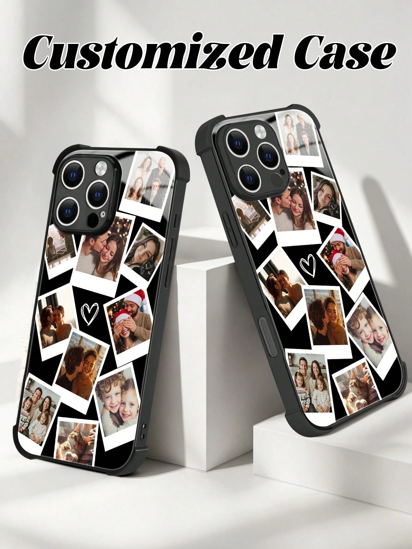 1pc Customized Couple/Pet Photo High Definition Full Coverage Black TPU Precision Hole Phone Case, Compatible With IPhone 11/12/13/14/15/16/16 Pro/16 Plus/16 Pro Max/17 Pro/17 Pro Max/Air And Other Mo