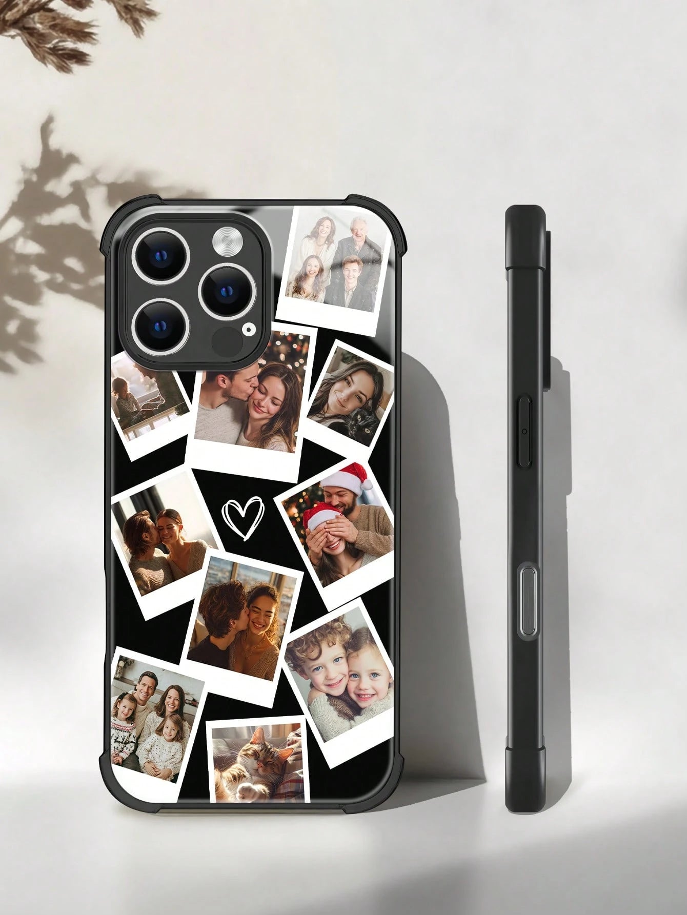 1pc Customized Couple/Pet Photo High Definition Full Coverage Black TPU Precision Hole Phone Case, Compatible With IPhone 11/12/13/14/15/16/16 Pro/16 Plus/16 Pro Max/17 Pro/17 Pro Max/Air And Other Mo