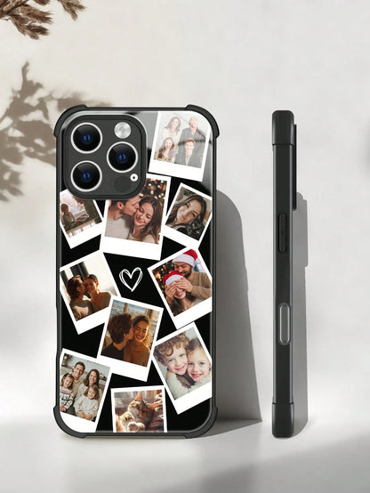 1pc Customized Couple/Pet Photo High Definition Full Coverage Black TPU Precision Hole Phone Case, Compatible With IPhone 11/12/13/14/15/16/16 Pro/16 Plus/16 Pro Max/17 Pro/17 Pro Max/Air And Other Mo