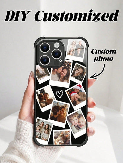 1pc Customized Couple/Pet Photo High Definition Full Coverage Black TPU Precision Hole Phone Case, Compatible With IPhone 11/12/13/14/15/16/16 Pro/16 Plus/16 Pro Max/17 Pro/17 Pro Max/Air And Other Mo
