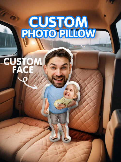 1pc Customized Face Pillow- Personalized Photo Pillow| Unique Gift For Dad, Husband Or Boyfriend| Mini Pillow With Father-Son Style| Perfect For Father's Day, Birthday, Anniversary And Wedding| F
