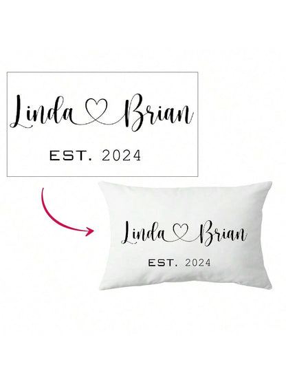 1pc Customized Peach Velvet Printed Throw Pillow Cover, Personalized Romantic Gift For Couples, Single-Sided Printed Pillowcase, Pillow Insert Not Included