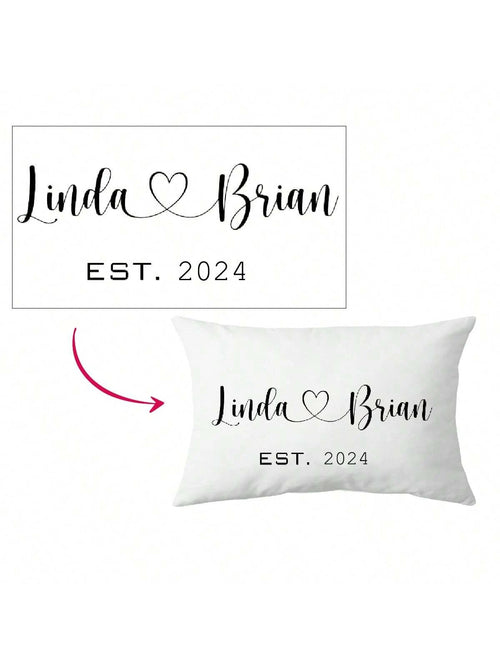 1pc Customized Peach Velvet Printed Throw Pillow Cover, Personalized Romantic Gift For Couples, Single-Sided Printed Pillowcase, Pillow Insert Not Included