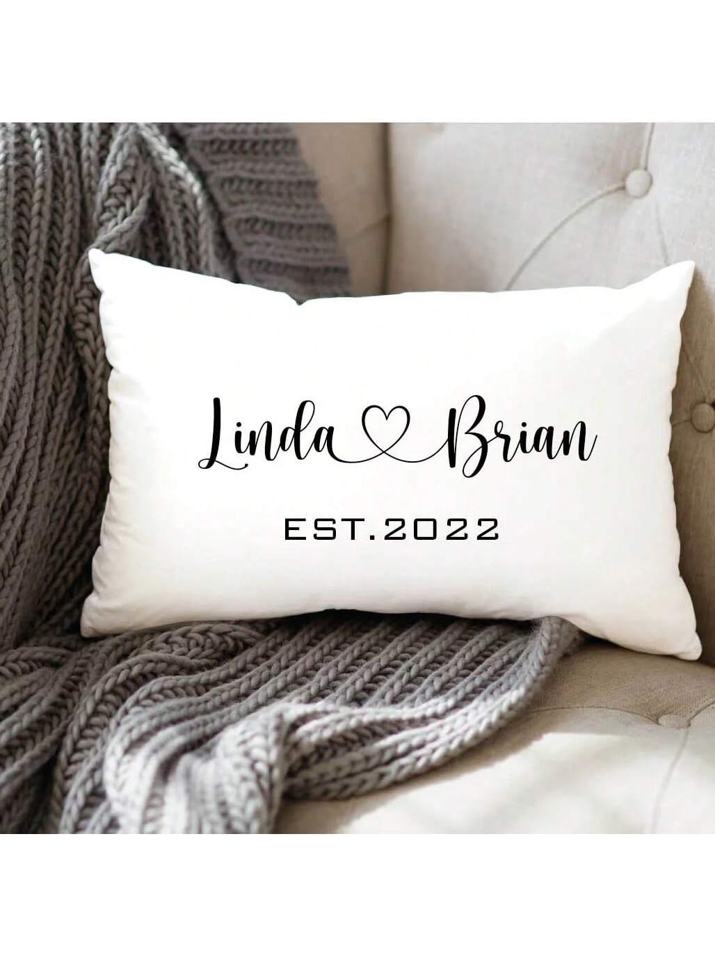 1pc Customized Peach Velvet Printed Throw Pillow Cover, Personalized Romantic Gift For Couples, Single-Sided Printed Pillowcase, Pillow Insert Not Included