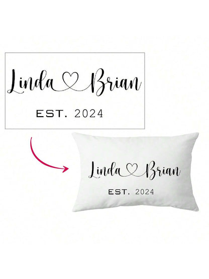 1pc Customized Peach Velvet Printed Throw Pillow Cover, Personalized Romantic Gift For Couples, Single-Sided Printed Pillowcase, Pillow Insert Not Included