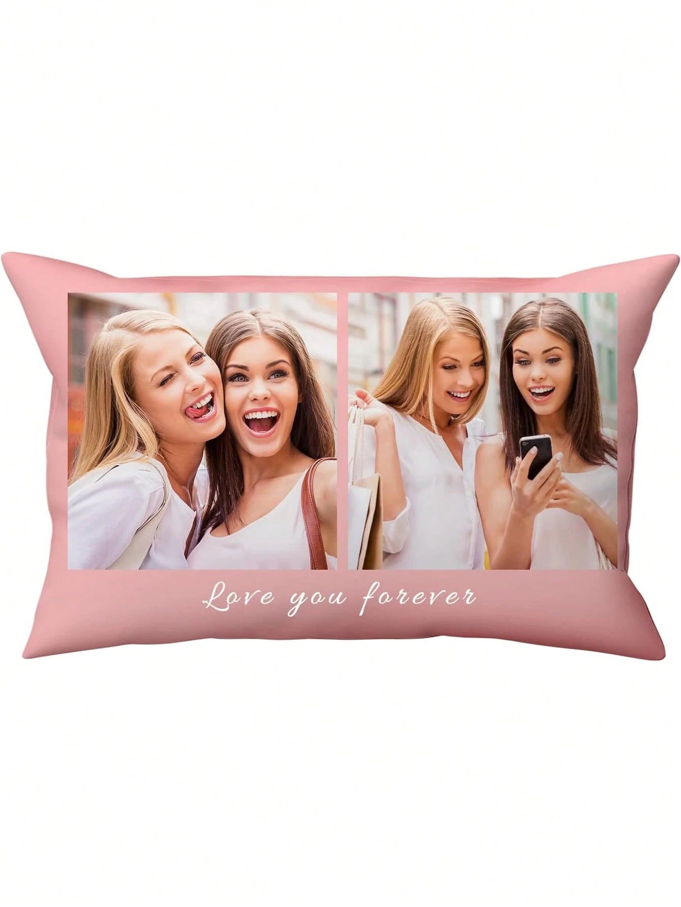 1pc Customized Photo Print Pillowcase, Single Side, Custom 2 Photos, Gift For Mother's Day, Father's Day, Thanksgiving, Valentine's Day, Him Her, Boyfriend, Girlfriend, Dad, Mom, Friends, Pets, Annive