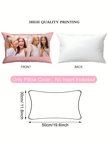 1pc Customized Photo Print Pillowcase, Single Side, Custom 2 Photos, Gift For Mother's Day, Father's Day, Thanksgiving, Valentine's Day, Him Her, Boyfriend, Girlfriend, Dad, Mom, Friends, Pets, Annive