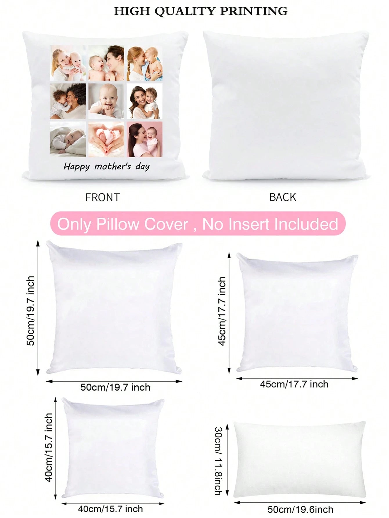 1pc Customized Photo Print Pillowcase, Single Side, Custom 2 Photos, Gift For Mother's Day, Father's Day, Thanksgiving, Valentine's Day, Him Her, Boyfriend, Girlfriend, Dad, Mom, Friends, Pets, Annive