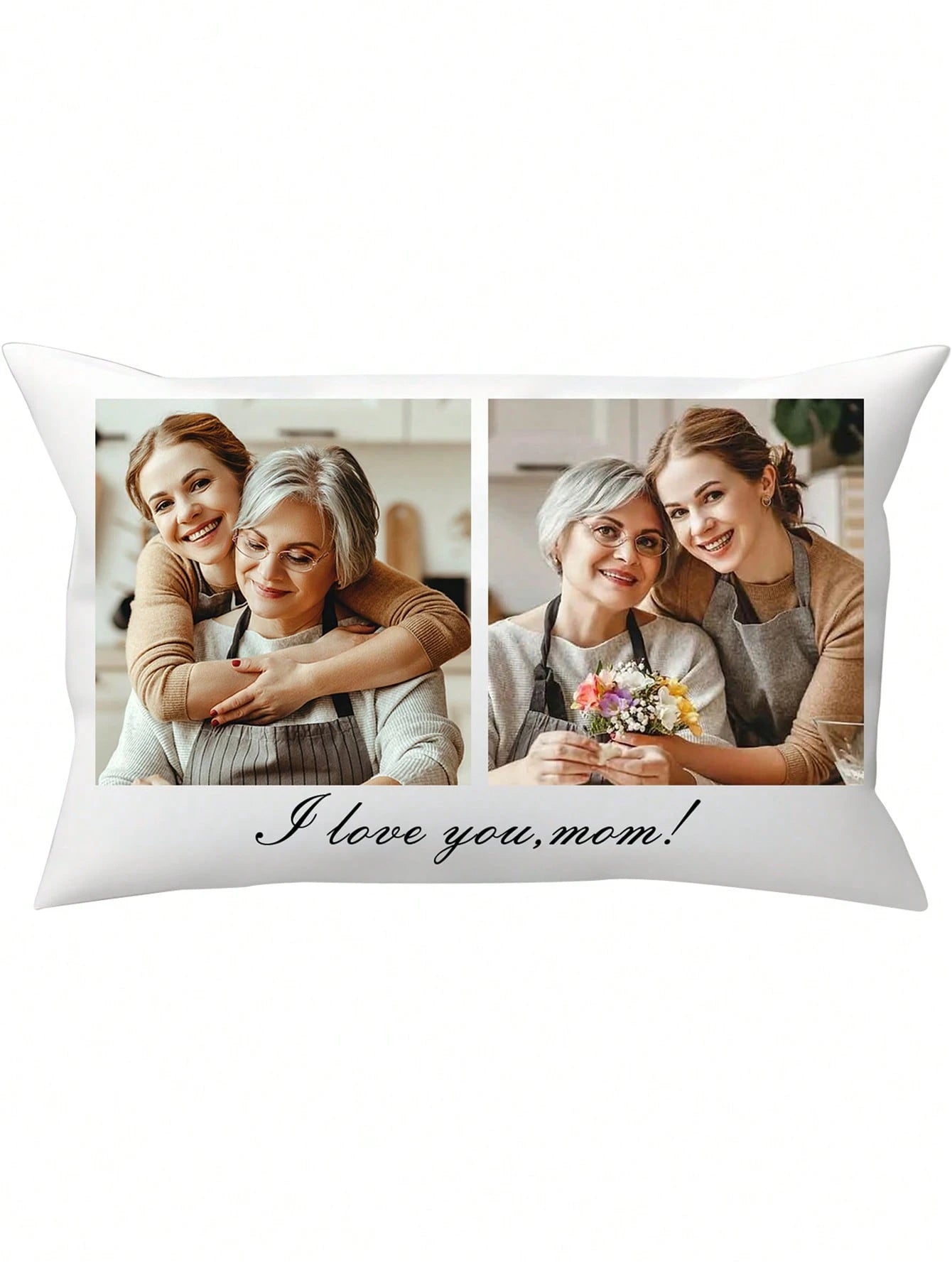 1pc Customized Photo Print Pillowcase, Single Side, Custom 2 Photos, Gift For Mother's Day, Father's Day, Thanksgiving, Valentine's Day, Him Her, Boyfriend, Girlfriend, Dad, Mom, Friends, Pets, Annive