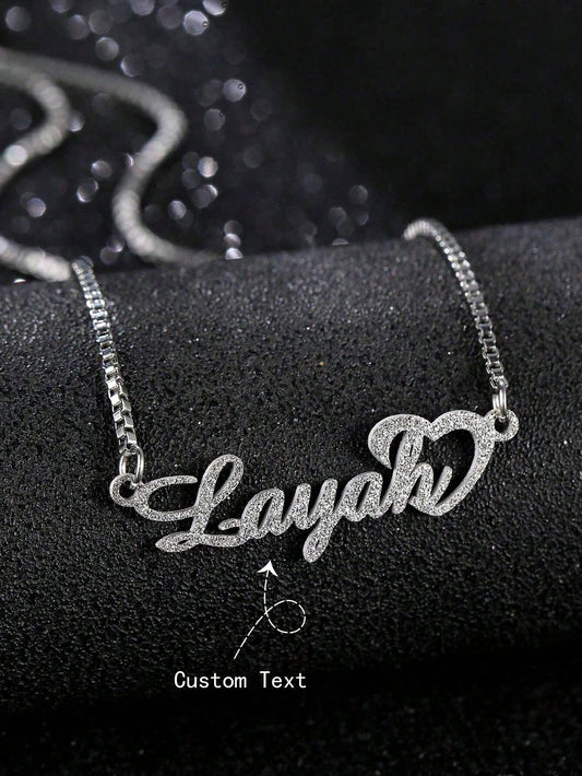 1pc Customized Shiny Matte Name Necklace Pendant, Personalized Stainless Steel Half-Wrapped Love Letter Necklace Pendant, Family Jewelry, Birthday, Holiday, Christmas Gift For Her,Rave Accessories