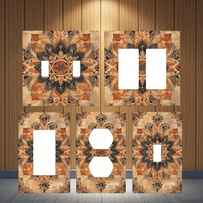 1PC Decorative Light Switch Cover Bohemian Retro Decorative Switch Covers- Thermoplastic Panel Covers With Floral Patterns, Easy Install No Wiring Ne