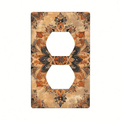 1PC Decorative Light Switch Cover Bohemian Retro Decorative Switch Covers- Thermoplastic Panel Covers With Floral Patterns, Easy Install No Wiring Ne