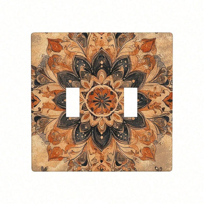 1PC Decorative Light Switch Cover Bohemian Retro Decorative Switch Covers- Thermoplastic Panel Covers With Floral Patterns, Easy Install No Wiring Ne
