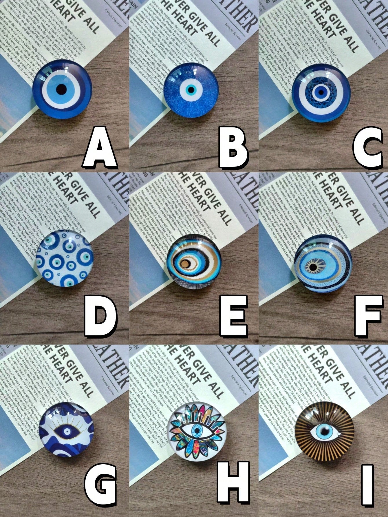 1pc Devil's Eye Phone Grip Holder, Guardian's Eye Phone Grip Holder, Time Gem Blue Glass Round Pattern, Air Cushion Crystal Phone Stand, Retractable Phone Holder, Phone Grip, Evil Eye Glass Desktop Re
