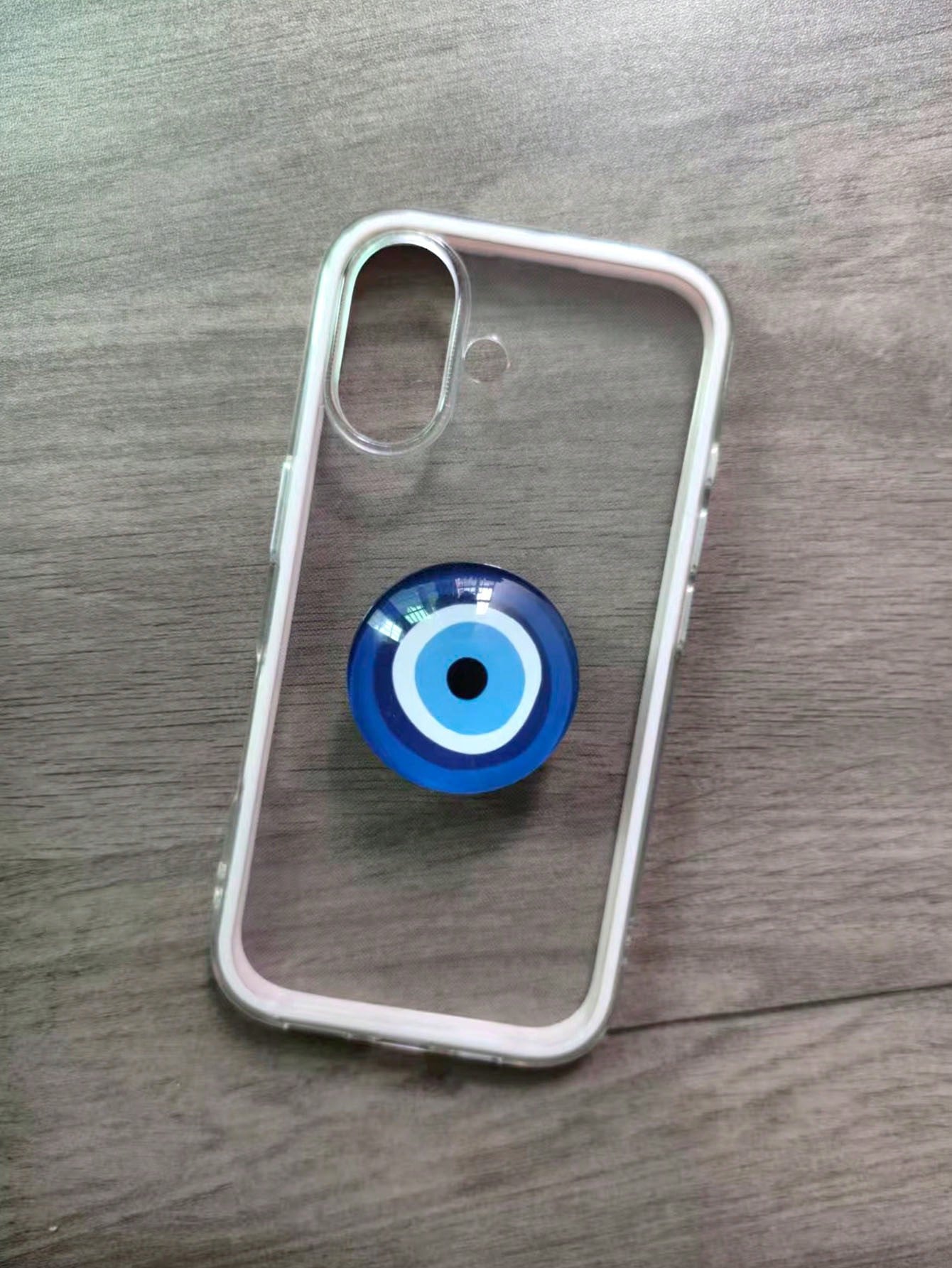 1pc Devil's Eye Phone Grip Holder, Guardian's Eye Phone Grip Holder, Time Gem Blue Glass Round Pattern, Air Cushion Crystal Phone Stand, Retractable Phone Holder, Phone Grip, Evil Eye Glass Desktop Re