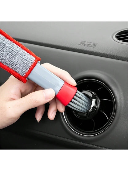 1pc Double-Headed Brush, Car Air Vent Brush, Air Conditioner Vent Cleaning Cloth, Hot Selling Car Interior Cleaning Products