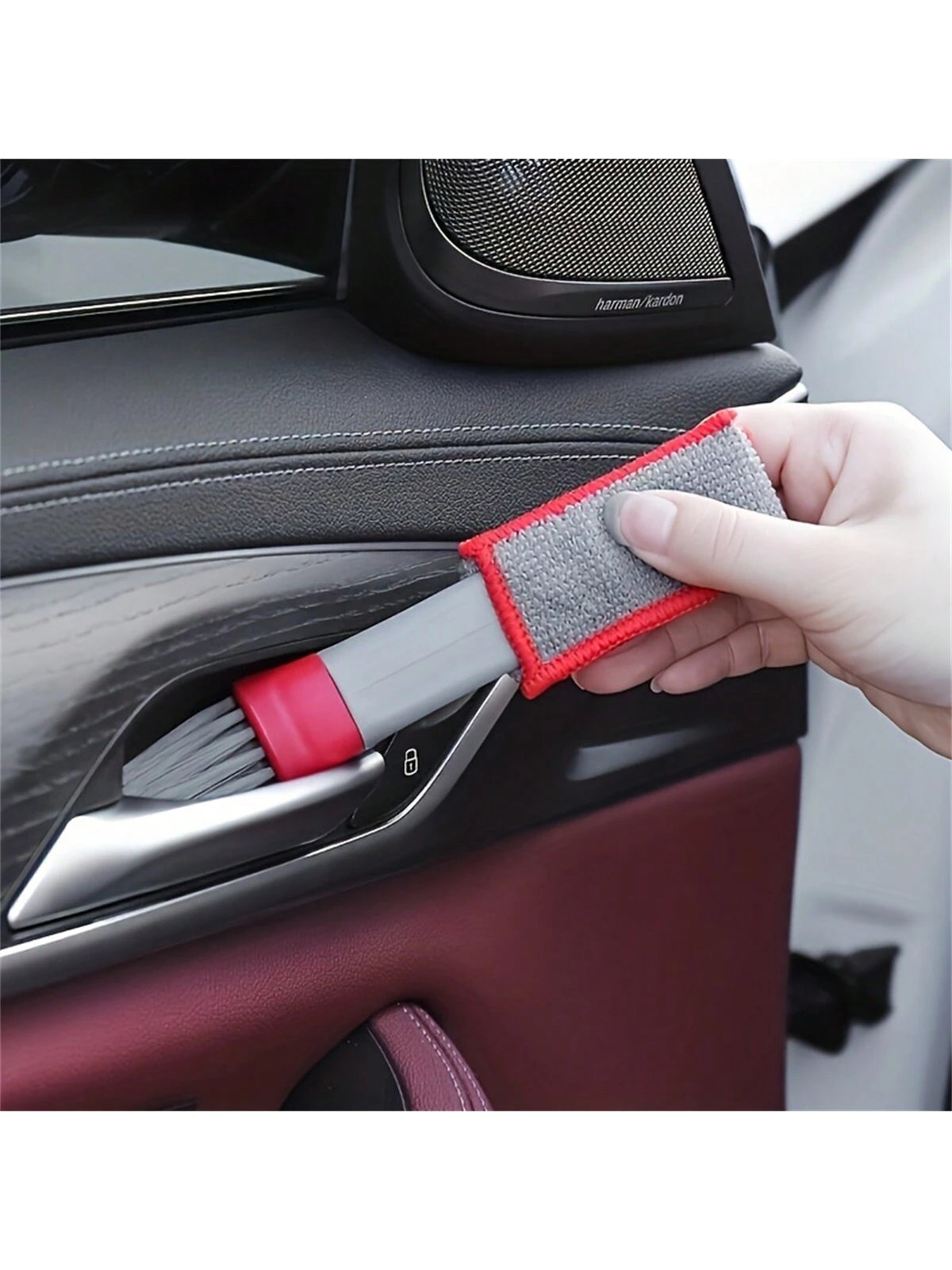 1pc Double-Headed Brush, Car Air Vent Brush, Air Conditioner Vent Cleaning Cloth, Hot Selling Car Interior Cleaning Products