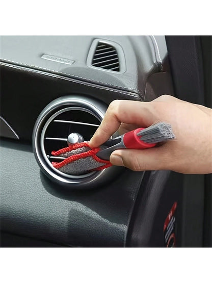 1pc Double-Headed Brush, Car Air Vent Brush, Air Conditioner Vent Cleaning Cloth, Hot Selling Car Interior Cleaning Products