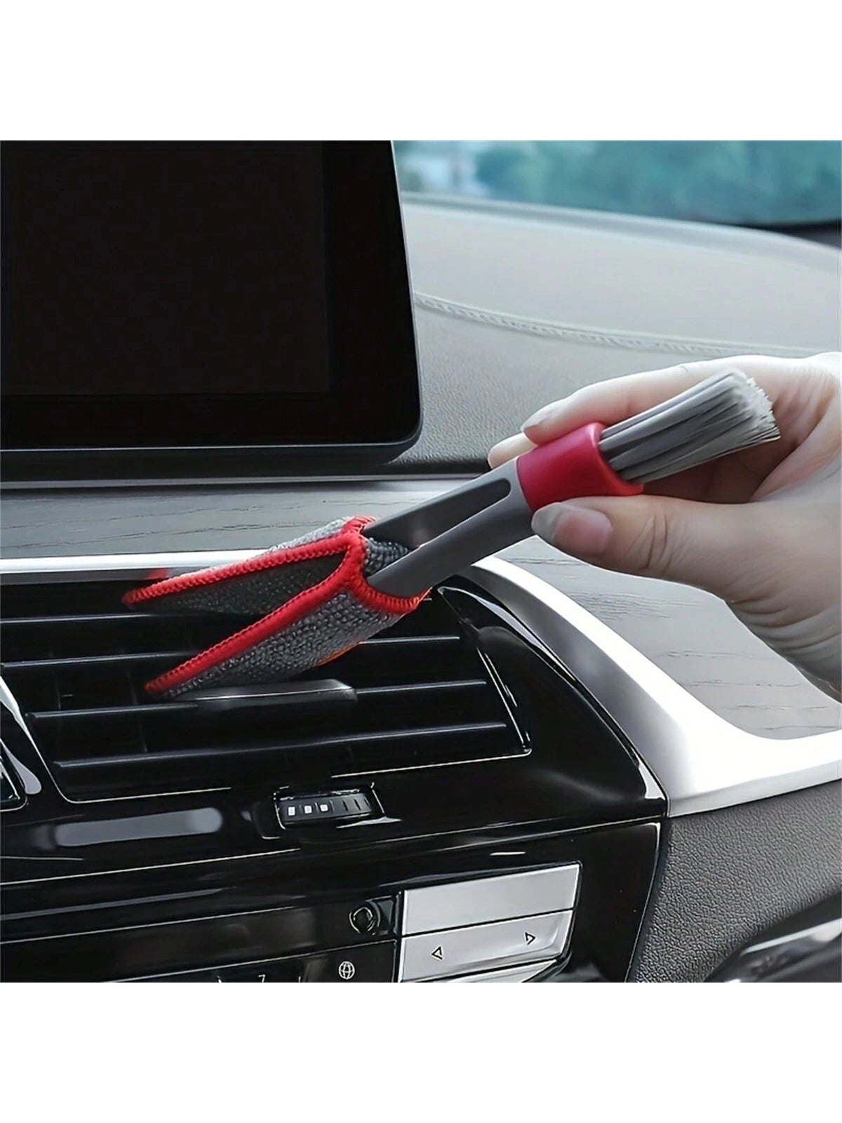 1pc Double-Headed Brush, Car Air Vent Brush, Air Conditioner Vent Cleaning Cloth, Hot Selling Car Interior Cleaning Products