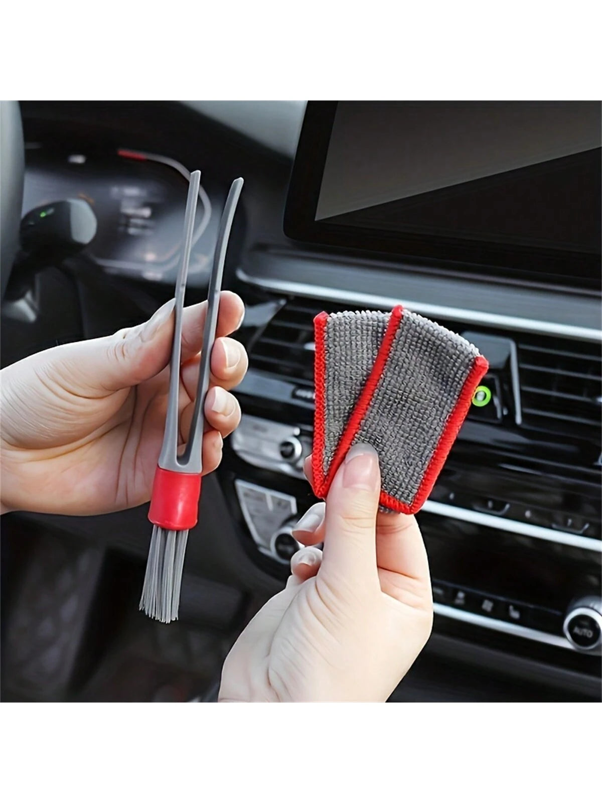 1pc Double-Headed Brush, Car Air Vent Brush, Air Conditioner Vent Cleaning Cloth, Hot Selling Car Interior Cleaning Products