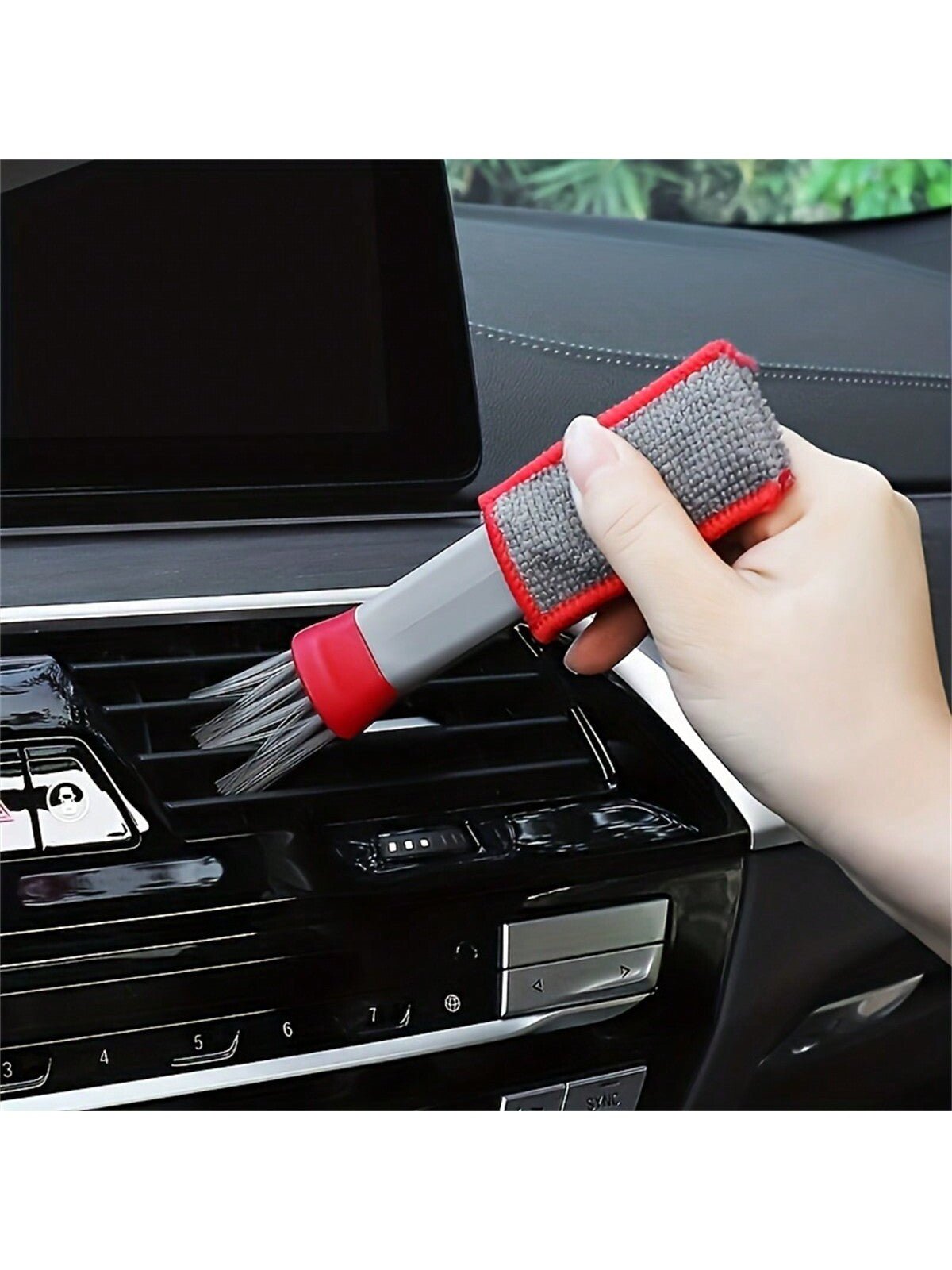 1pc Double-Headed Brush, Car Air Vent Brush, Air Conditioner Vent Cleaning Cloth, Hot Selling Car Interior Cleaning Products