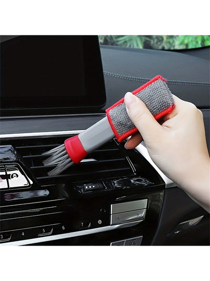 1pc Double-Headed Brush, Car Air Vent Brush, Air Conditioner Vent Cleaning Cloth, Hot Selling Car Interior Cleaning Products