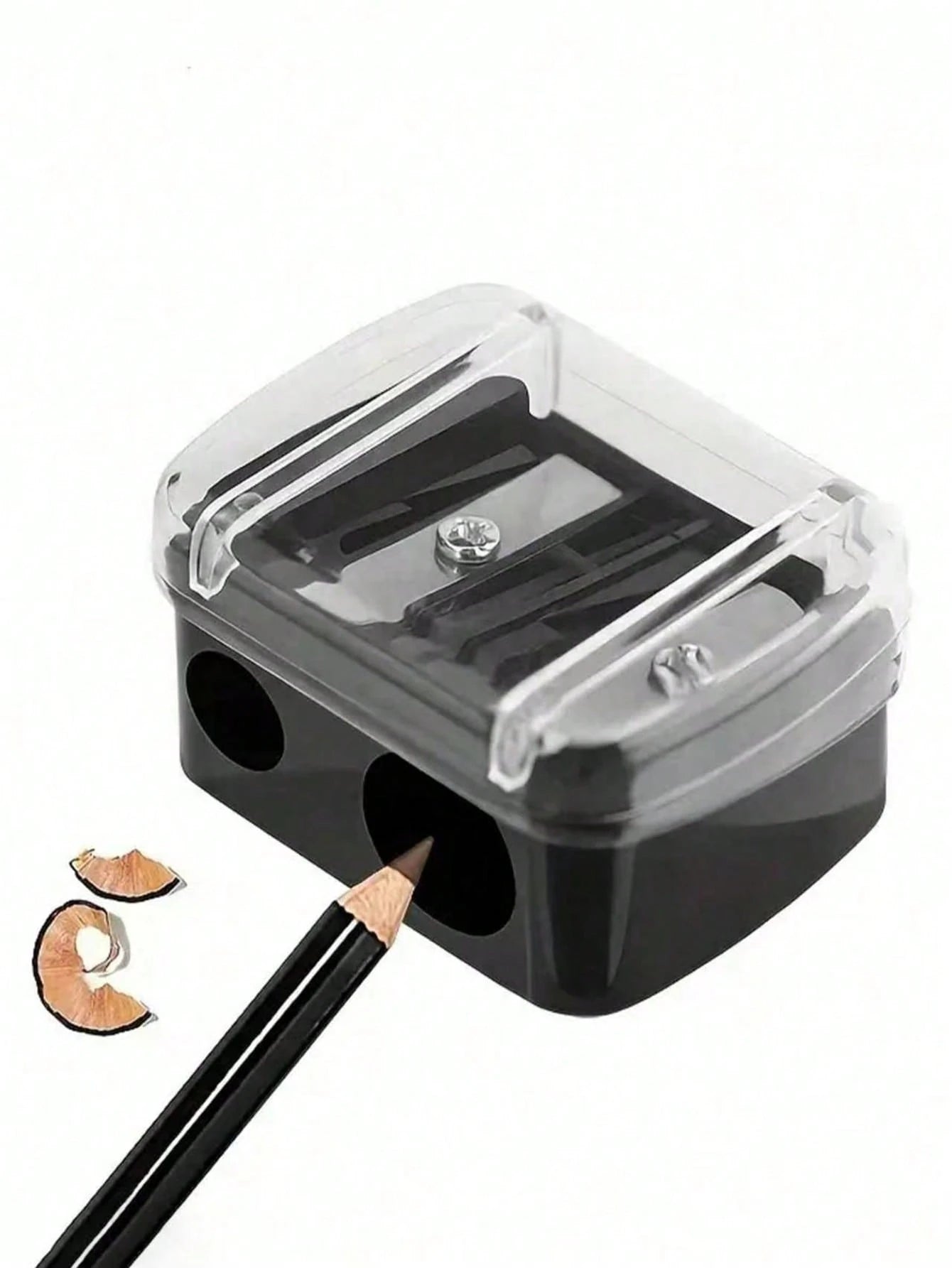 1pc Dual-Hole Pencil Sharpener, Suitable For Eyeliner, Eyebrow Pencil And Various Makeup Pencils, Compact And Portable... Multi-Function Pencil Sharpener, Beauty Supplies, Affordable Goodies, Room Dec