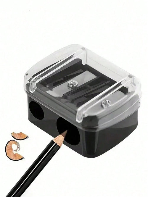 1pc Dual-Hole Pencil Sharpener, Suitable For Eyeliner, Eyebrow Pencil And Various Makeup Pencils, Compact And Portable... Multi-Function Pencil Sharpener, Beauty Supplies, Affordable Goodies, Room Dec