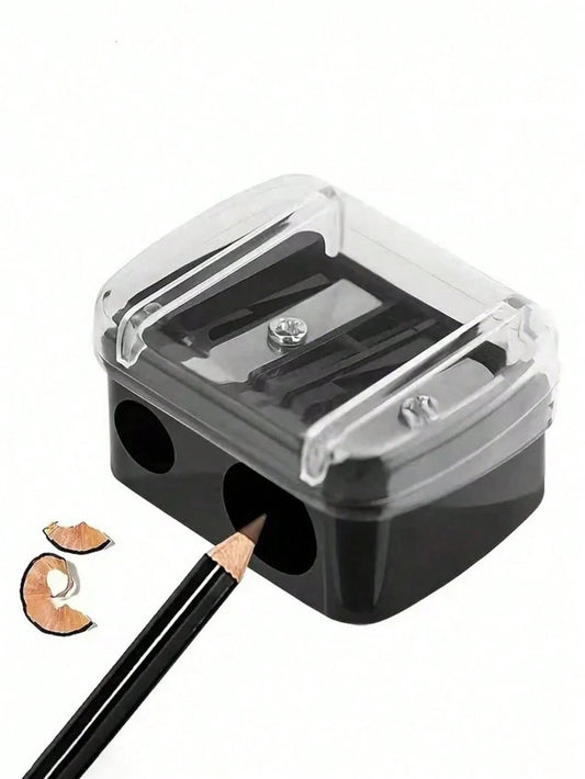 1pc Dual-Hole Pencil Sharpener, Suitable For Eyeliner, Eyebrow Pencil And Various Makeup Pencils, Compact And Portable... Multi-Function Pencil Sharpener, Beauty Supplies, Affordable Goodies, Room Dec