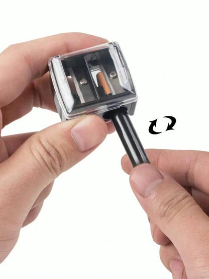 1pc Dual-Hole Pencil Sharpener, Suitable For Eyeliner, Eyebrow Pencil And Various Makeup Pencils, Compact And Portable... Multi-Function Pencil Sharpener, Beauty Supplies, Affordable Goodies, Room Dec
