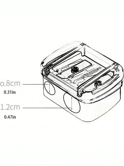 1pc Dual-Hole Pencil Sharpener, Suitable For Eyeliner, Eyebrow Pencil And Various Makeup Pencils, Compact And Portable... Multi-Function Pencil Sharpener, Beauty Supplies, Affordable Goodies, Room Dec