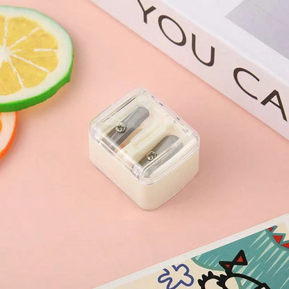 1pc Dual-Hole Pencil Sharpener, Suitable For Eyeliner, Eyebrow Pencil And Various Makeup Pencils, Compact And Portable... Multi-Function Pencil Sharpener, Beauty Supplies, Affordable Goodies, Room Dec