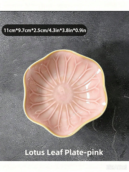 1pc Elegant Ceramic Lotus Leaf Jewelry Organizer Tray For Earrings, Rings, Keys And Small Accessories, Perfect Birthday Or New Year Gift, Desk Storage Valentine Day