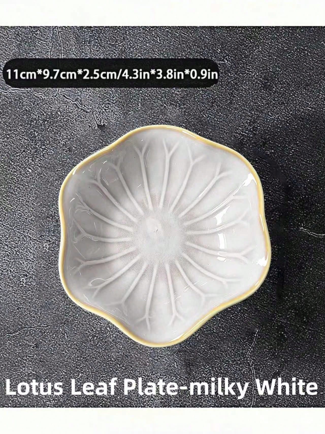 1pc Elegant Ceramic Lotus Leaf Jewelry Organizer Tray For Earrings, Rings, Keys And Small Accessories, Perfect Birthday Or New Year Gift, Desk Storage Valentine Day