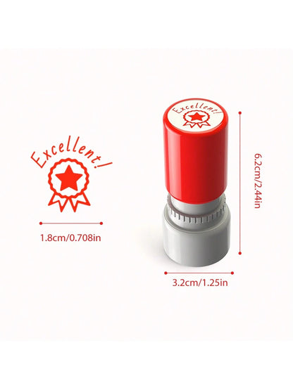 1pc Excellent Teacher Stamp- Fun Stamp For School And Office Use, Classroom Grading Stamp (Red Ink)