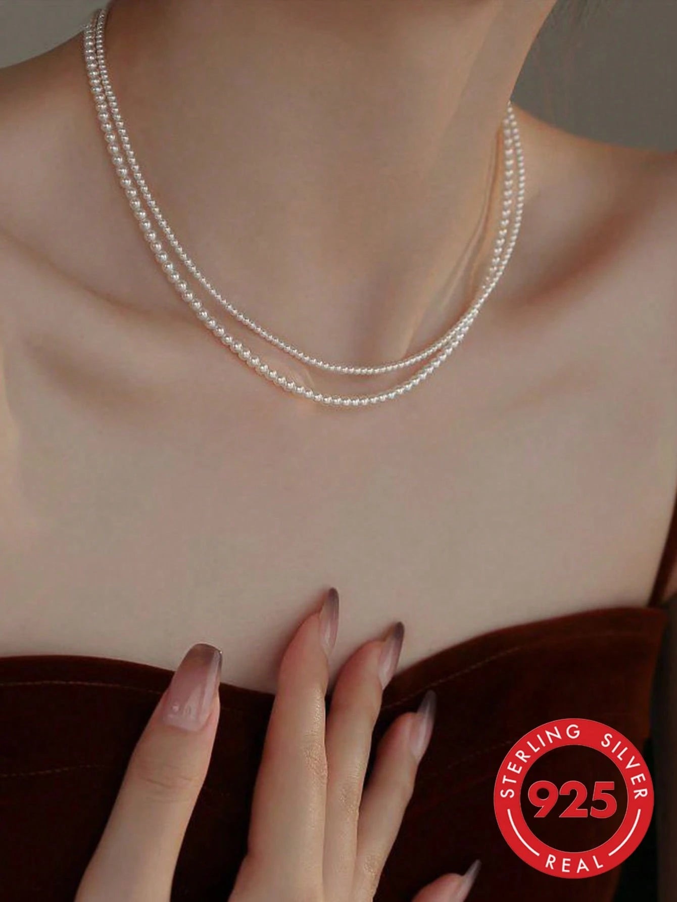 1pc Exquisite Women's S925 Sterling Silver Necklace With Pearl And Seed Beads, Baby Natural Pearl Alternative Fashion Jewelry, Suitable For Daily Wear