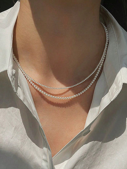 1pc Exquisite Women's S925 Sterling Silver Necklace With Pearl And Seed Beads, Baby Natural Pearl Alternative Fashion Jewelry, Suitable For Daily Wear
