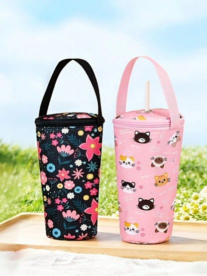 1pc Fashion Milk Tea Insulation And Refrigeration Package, Outdoor Office Reusable Portable Portable Cup Cover, Non-Food Contact Materials, Teacher