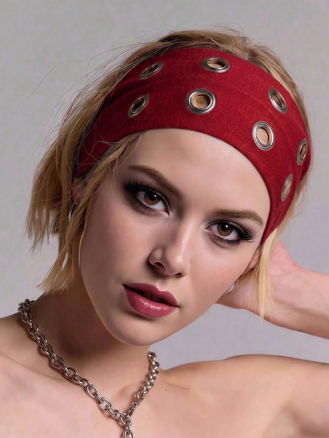 1pc Fashion Punk Gothic Soft Anti-Slip Elastic Hollow Out Headband, Beach Yoga Sports Casual Daily Hair Hoop