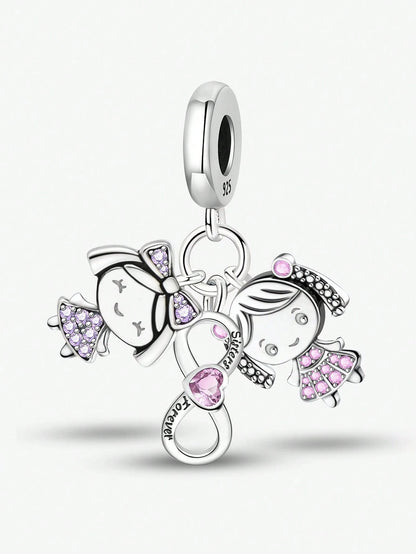 1pc Fashionable Shiny Infinity Pendant Beads, Suitable For DIY Bracelets And Women Jewelry
