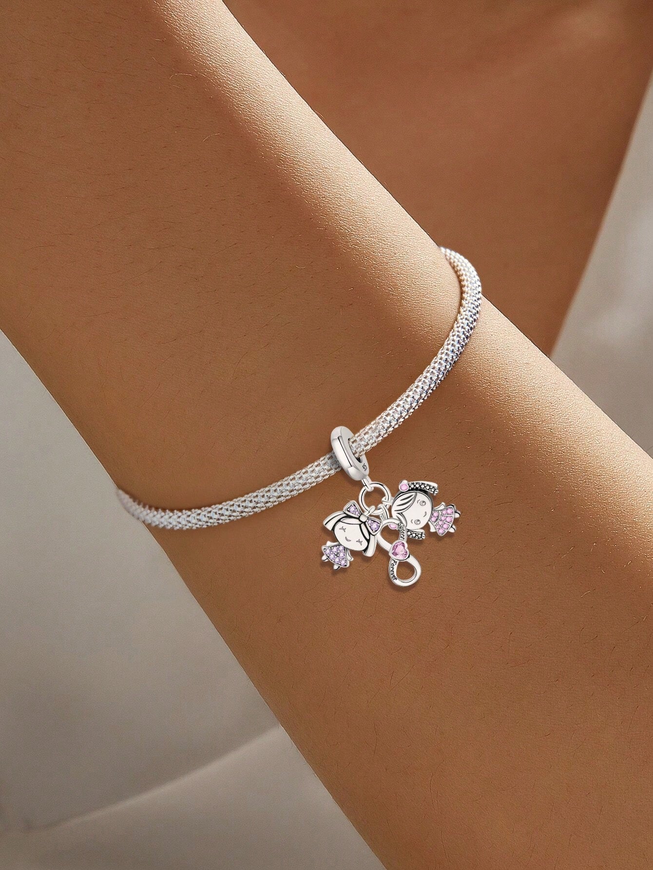 1pc Fashionable Shiny Infinity Pendant Beads, Suitable For DIY Bracelets And Women Jewelry